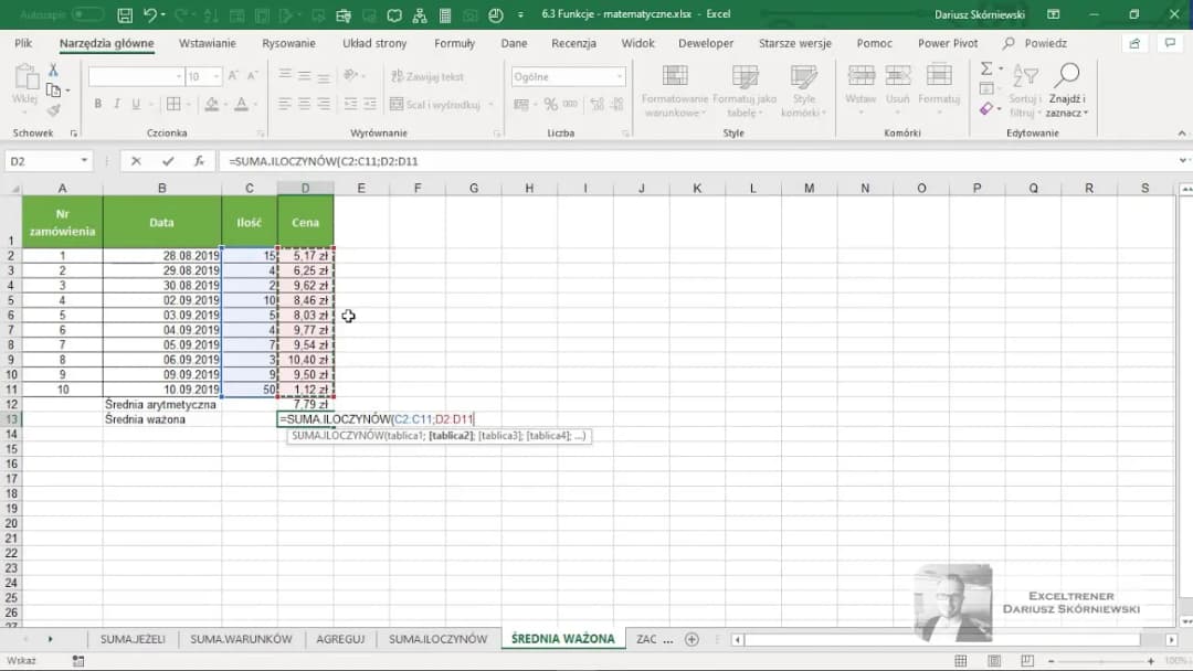 Jak obliczyć średnią ważoną w Excelu - prosta metoda krok po kroku